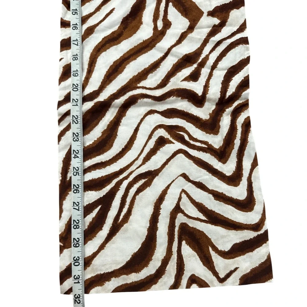 Zara Brown Zebra Print Wide Leg Pants NWT High Rise Linen XS 3067/501 Blogger